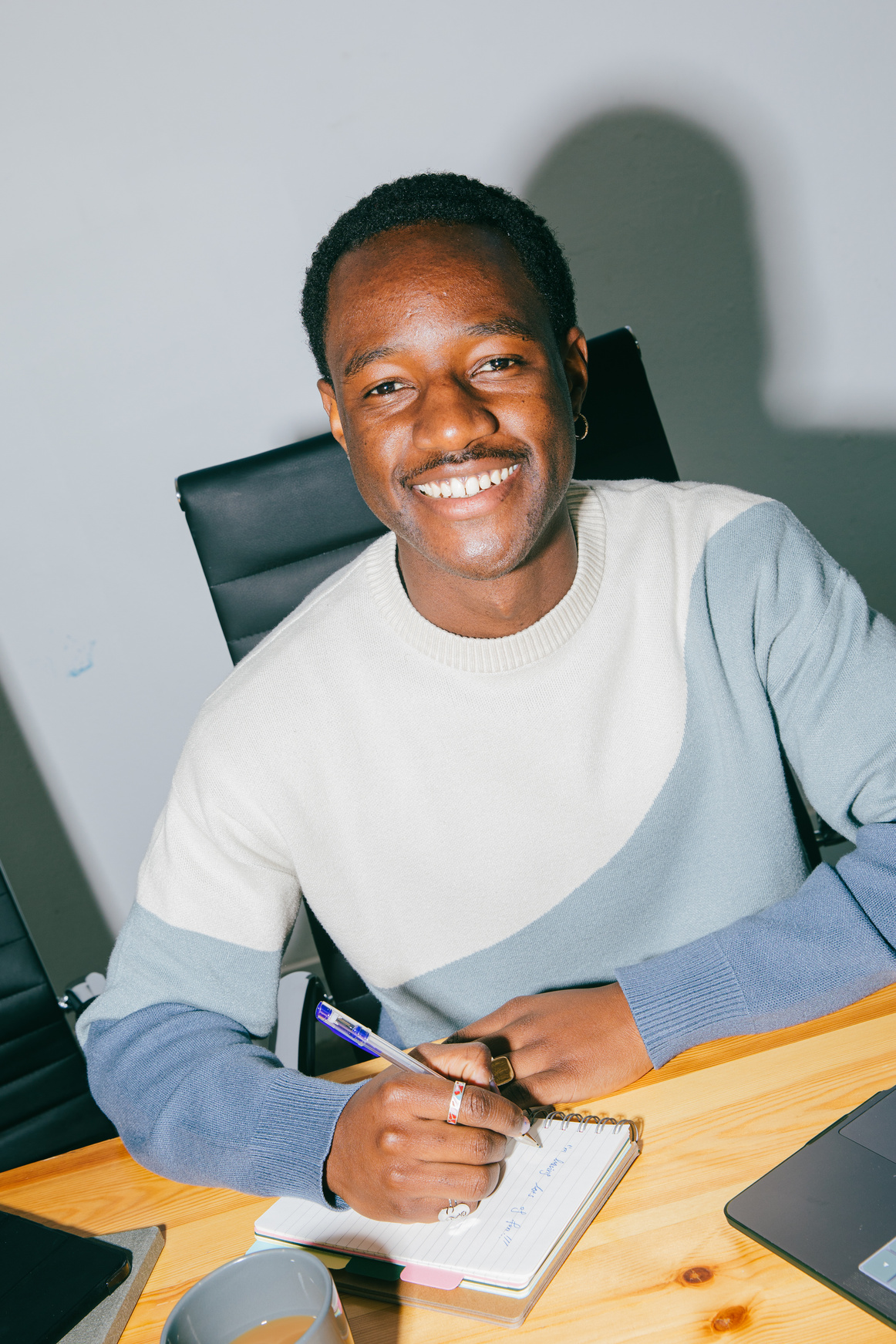 High Flash People Portraits Man Writing on a Notebook